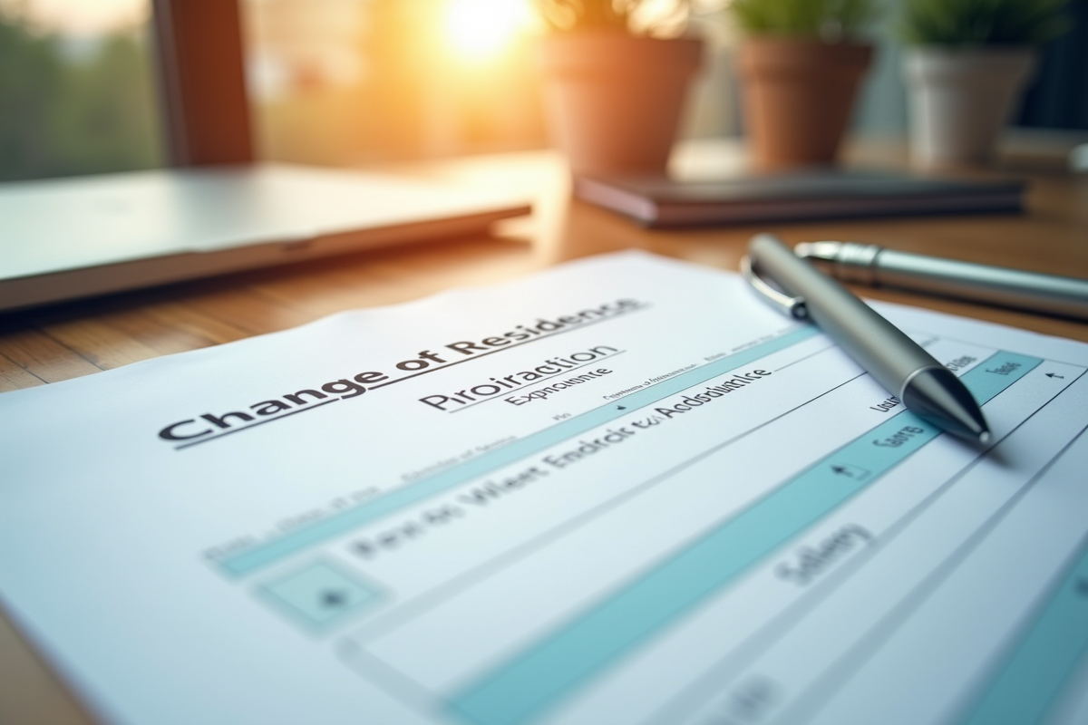 Bureau avec documents officiels pour changement d