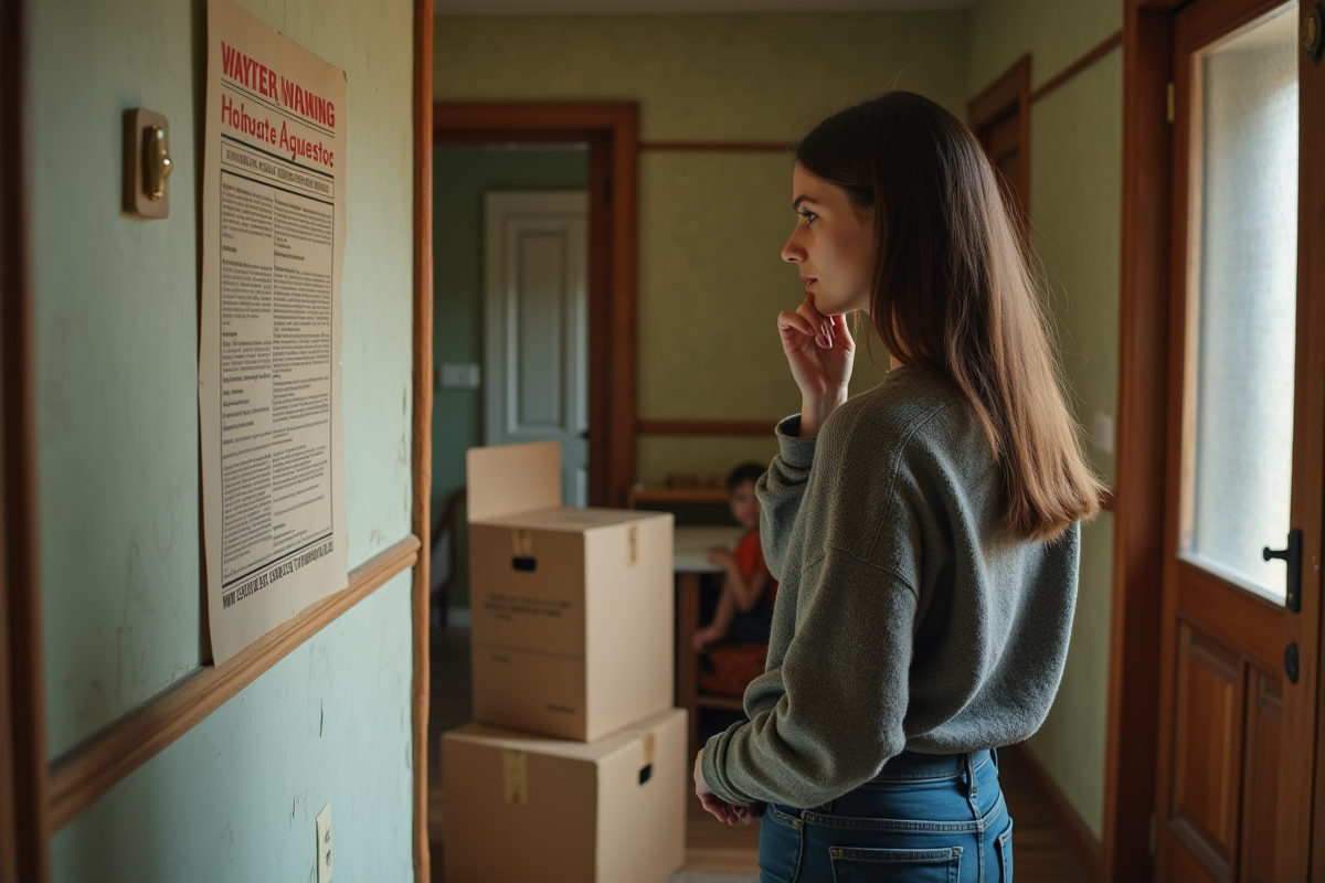 Jeune femme lit un avis sur l