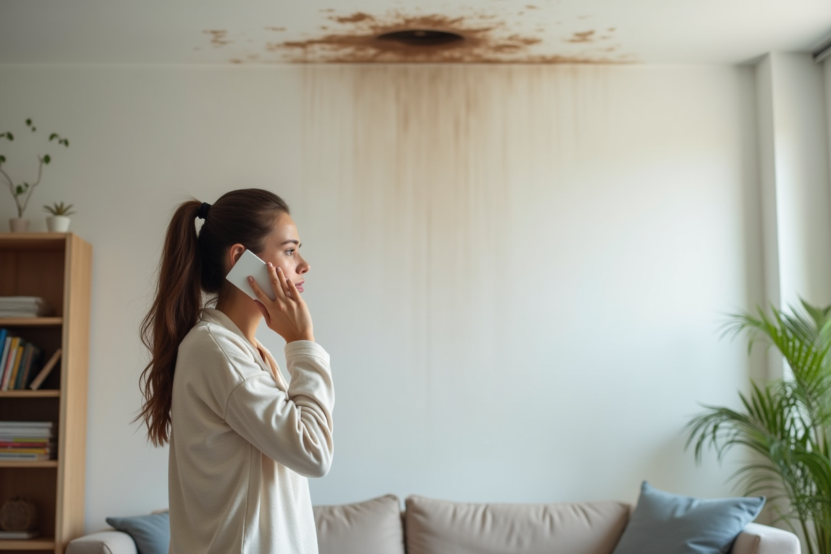 Jeune femme regardant une tache d