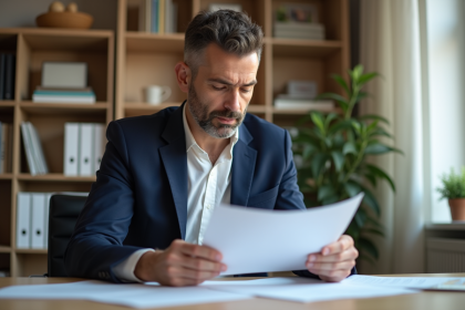 Homme d'affaires en costume dans un bureau moderne